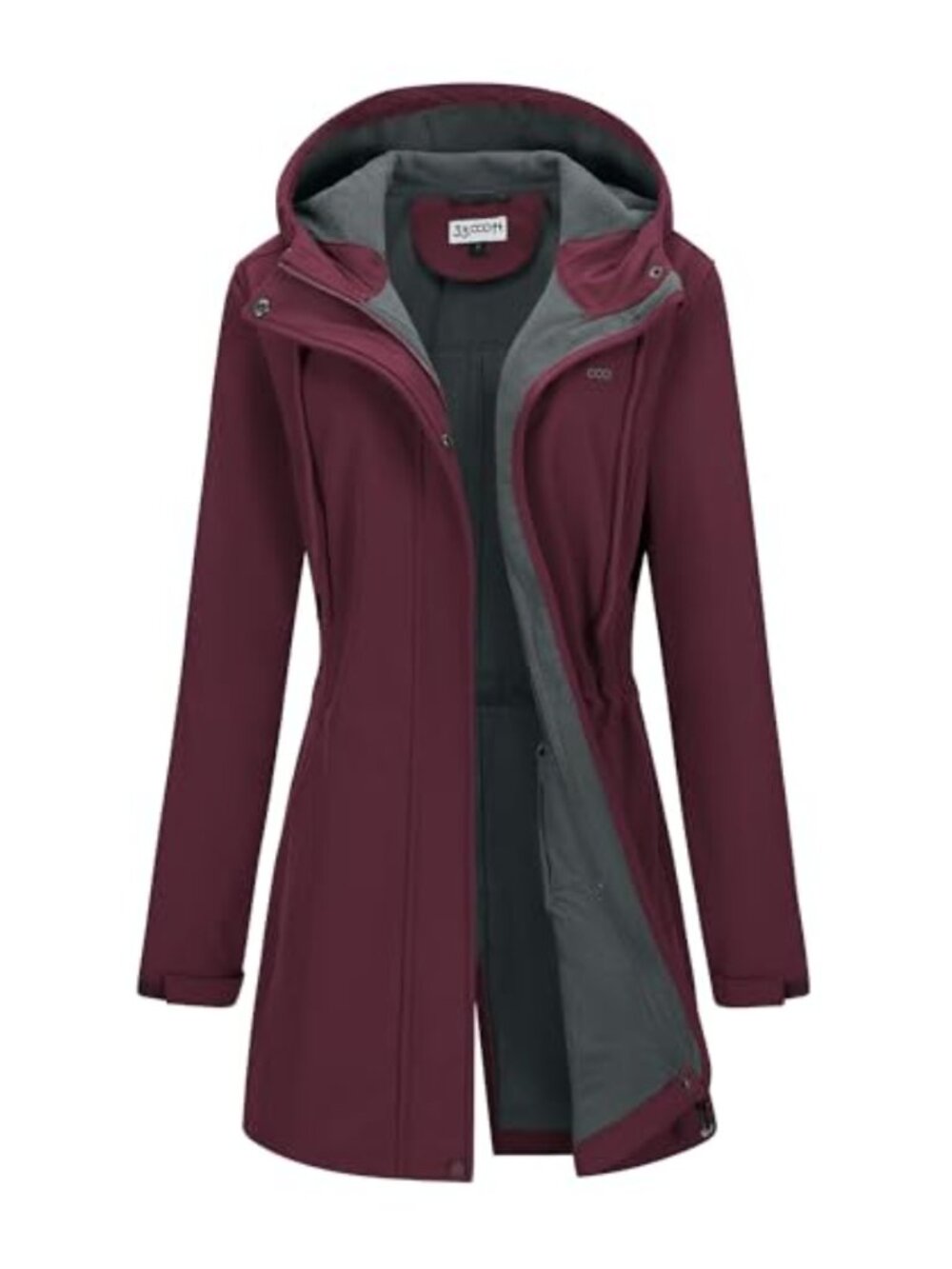Women's Hooded Softshell Jacket Fleece Lined Waterproof Windproof Raincoat